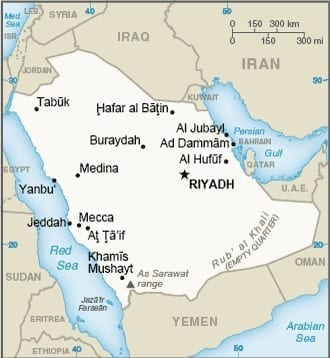 Map of Saudi Arabia